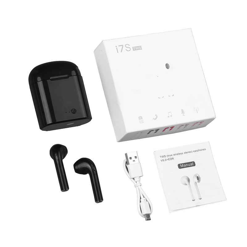 Generic - i7S TWS BT5.0 Wireless Sports Earbuds Cordless Handsfree In Ear Stereo Headset with Charging Box Black - Image 1