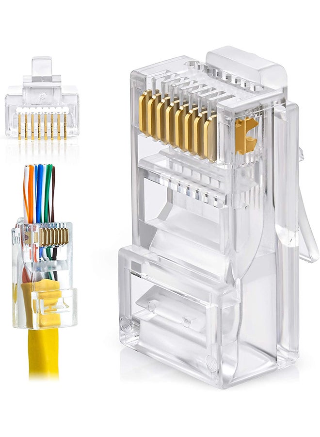 CAT6 EZ-RJ45 Modular RJ45 Connectors - 100 Pack Transparent