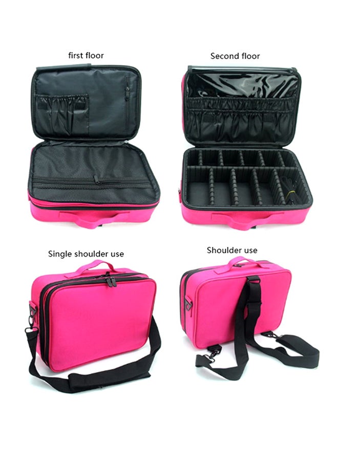 Professional Large-Capacity Cosmetic Case Pink Black - Image 2