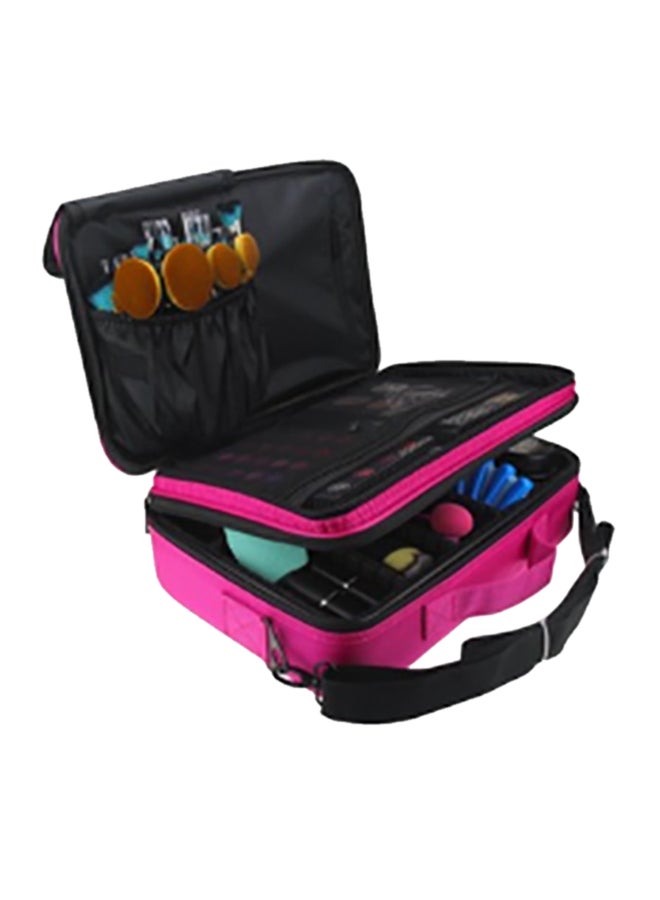Professional Large-Capacity Cosmetic Case Pink Black - Image 1