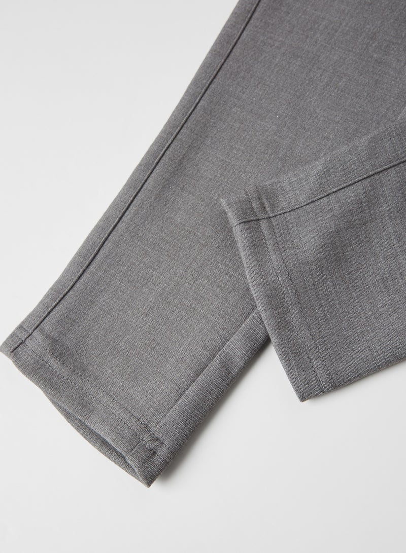 NAME IT - Waist Drawstring Skinny Pants Dark Grey Melange - Image 1