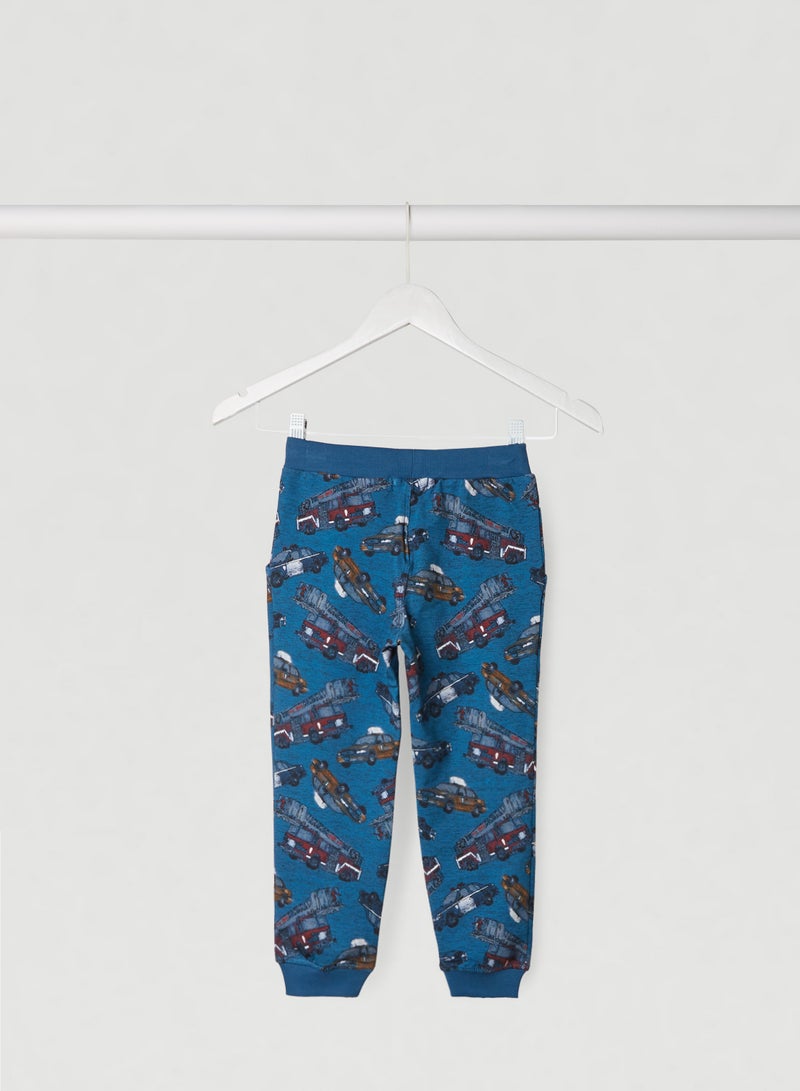 NAME IT - Vehicle Print Slim Fit Sweatpants Stellar - Image 1