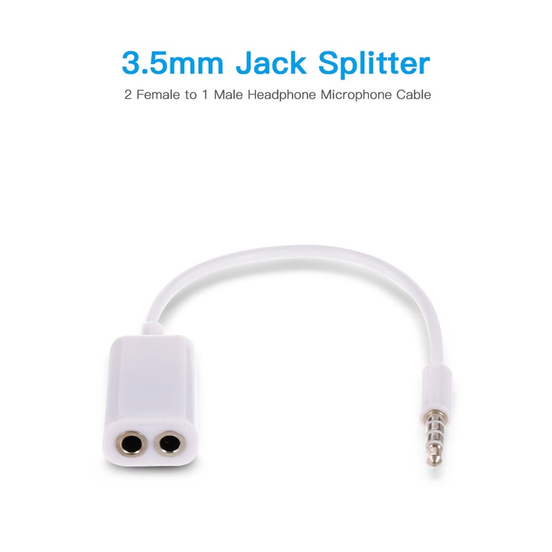 Generic - 3.5mm Jack Splitter 2 Female to 1 Male Headphone Microphone Cable Adapter Stereo Audio Plug Multicolour - Image 1