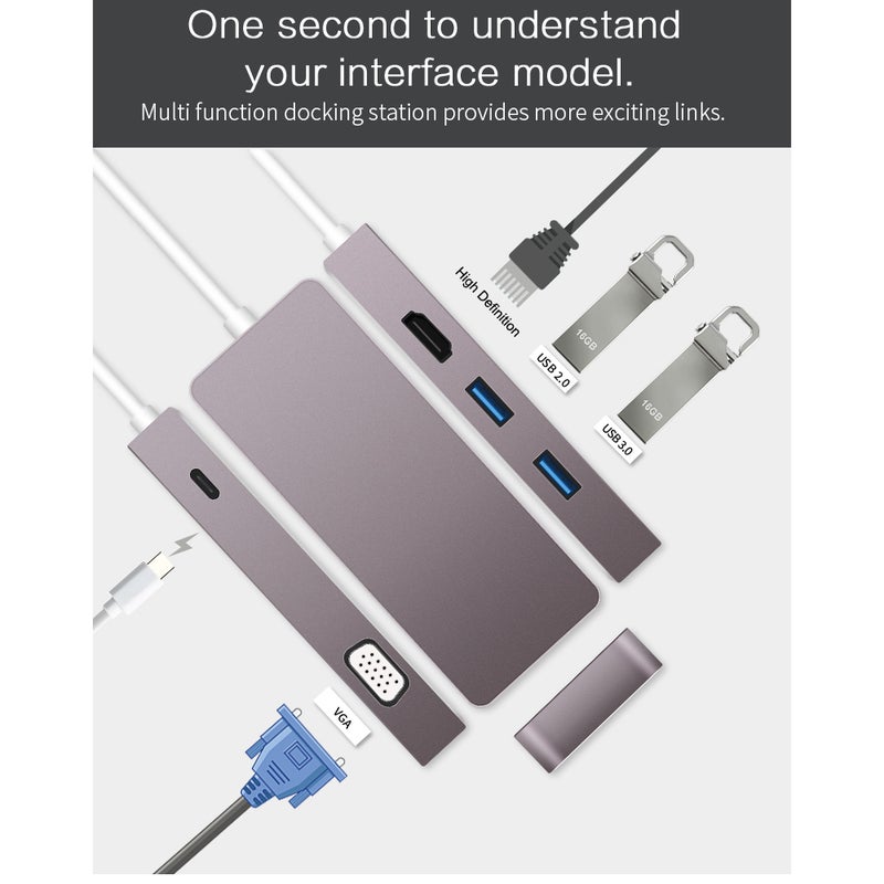 ماركة غير محددة موزع منافذ USB Type C متعدد الوظائف 5 في 1 متعدد الألوان  - Image 5