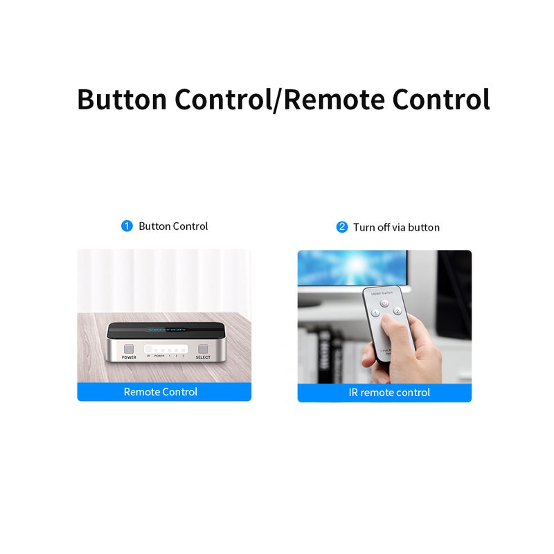 VENTION - HDMI Switcher HDMI 3 in 1 Splitter with 4K Full HD 1080P 3D Effect TMDS and IR Remote Control Multicolour - Image 1