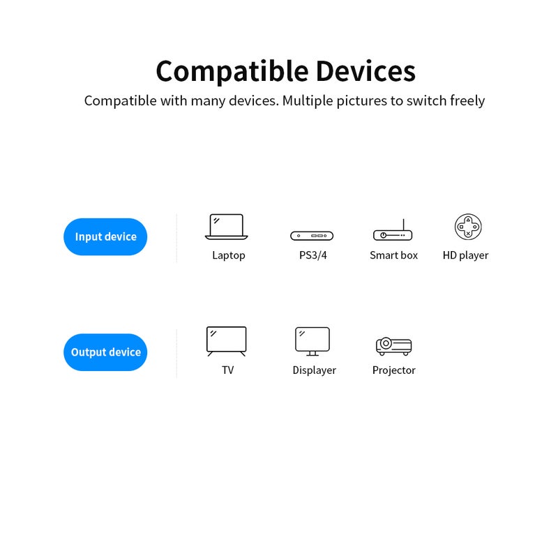 VENTION - HDMI Switcher HDMI 3 in 1 Splitter with 4K Full HD 1080P 3D Effect TMDS and IR Remote Control Multicolour - Image 1