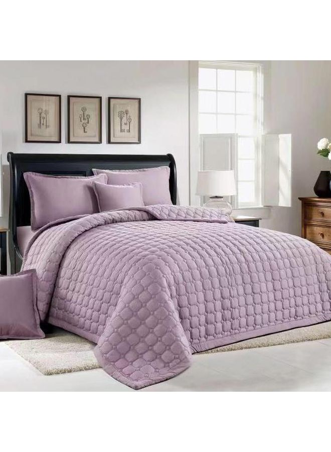 مينج لي طقم لحاف عصري بطبعة مكون من 4 قطع بوليستر ارجواني فاتح 160x210سم