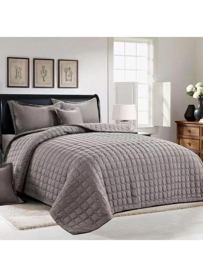 Ming Li - 6-Piece Modern Printed Comforter Set Polyester Light Grey 220x240cm - Image 1