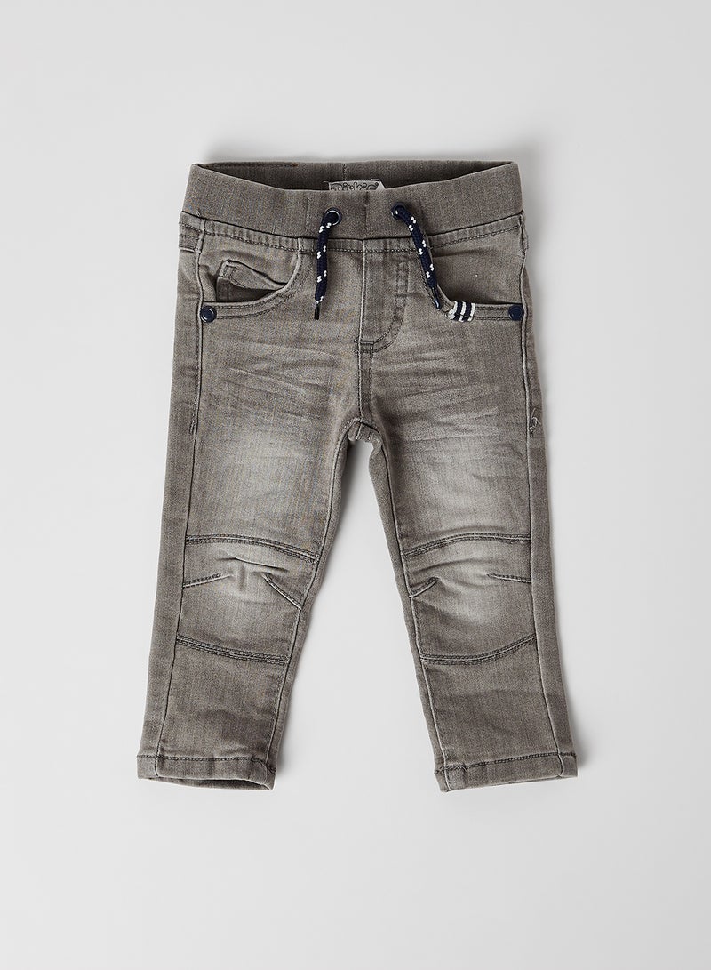 Dirkje - Elastic Waist Drawstring Regular Jeans Grey jeans - Image 1
