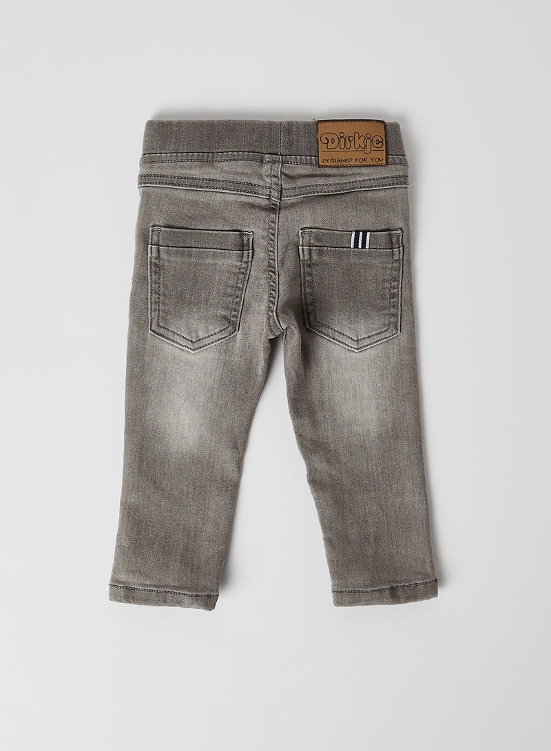Dirkje - Elastic Waist Drawstring Regular Jeans Grey jeans - Image 1