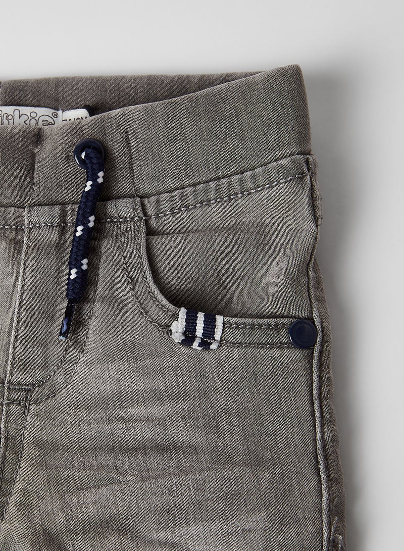 Dirkje - Elastic Waist Drawstring Regular Jeans Grey jeans - Image 1