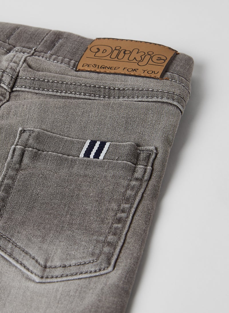 Dirkje - Elastic Waist Drawstring Regular Jeans Grey jeans - Image 1