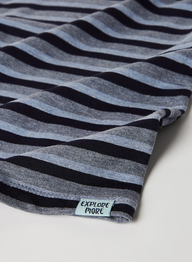 Dirkje Stripe Pattern Long Sleeve Sweatshirt Blue melee + navy