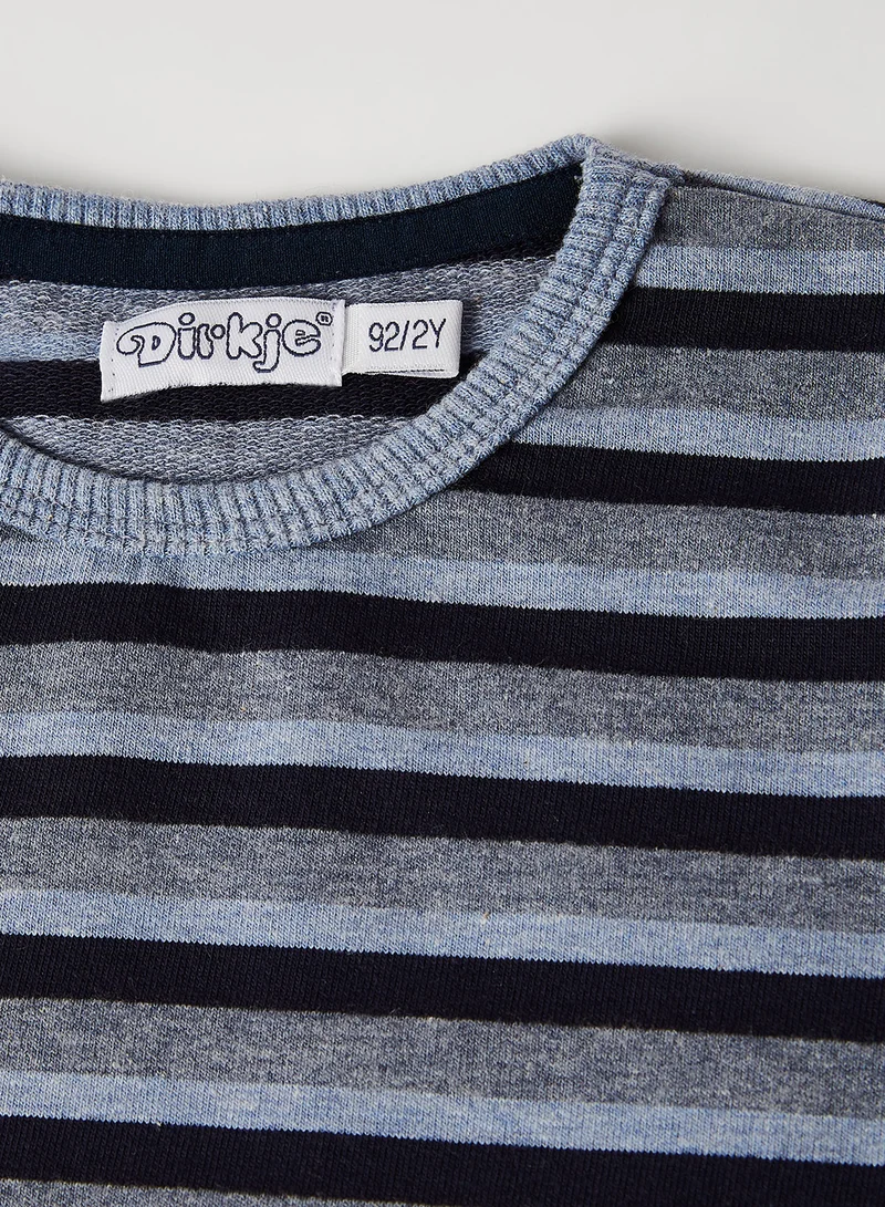 Dirkje Stripe Pattern Long Sleeve Sweatshirt Blue melee + navy