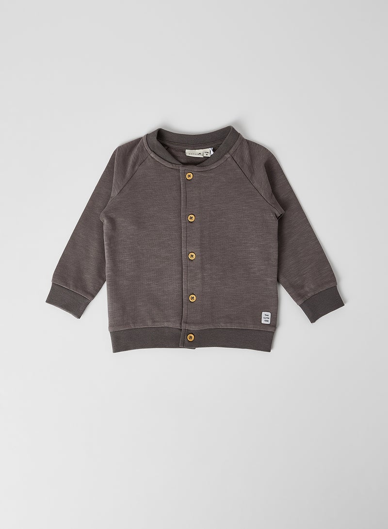 NAME IT - Button Down Long Sleeve Cardigan Granite Grey - Image 1