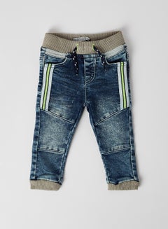 Elastic Waist Drawstring Regular Jeans Blue jeans