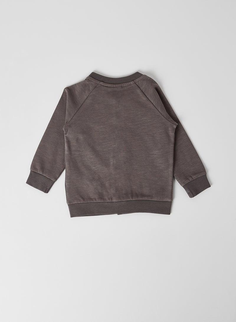 NAME IT - Button Down Long Sleeve Cardigan Granite Grey - Image 1