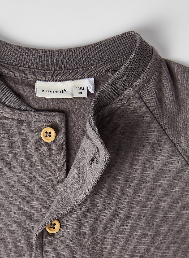 NAME IT - Button Down Long Sleeve Cardigan Granite Grey - Image 1
