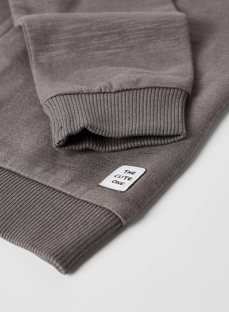 NAME IT - Button Down Long Sleeve Cardigan Granite Grey - Image 1