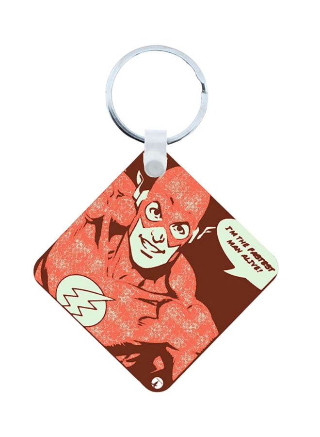 بي بي سلسلة مفاتيح 2 في 1 مطبوع عليها إشارة البرق مع قلادة بني/أحمر/أبيض - Image 1