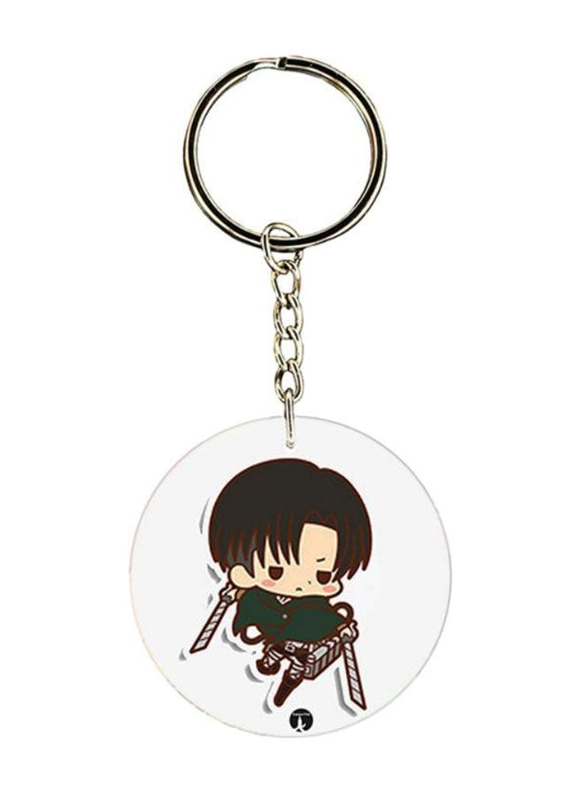 BP Double Sided Attack On Titan Printed Keychain Green/Beige/Silver