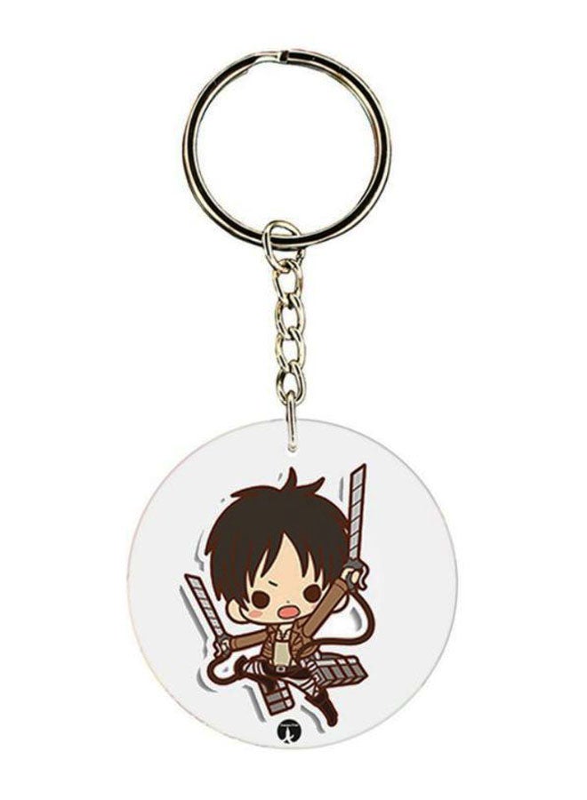 BP Double Sided Attack On Titan Printed Keychain Brown/Beige/Silver
