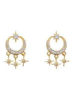 925 Silver Needle Star Moon Earrings