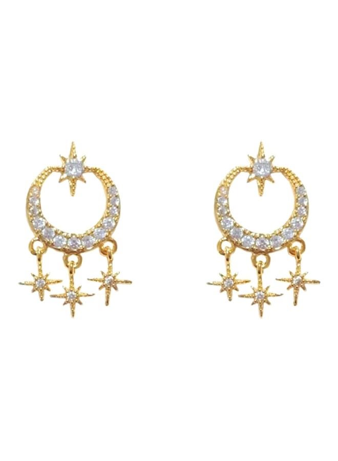 J&J - 925 Silver Needle Star Moon Earrings - Image 1