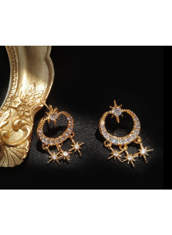 J&J - 925 Silver Needle Star Moon Earrings - Image 1
