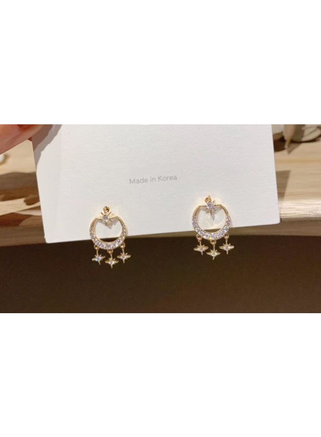 J&J - 925 Silver Needle Star Moon Earrings - Image 1