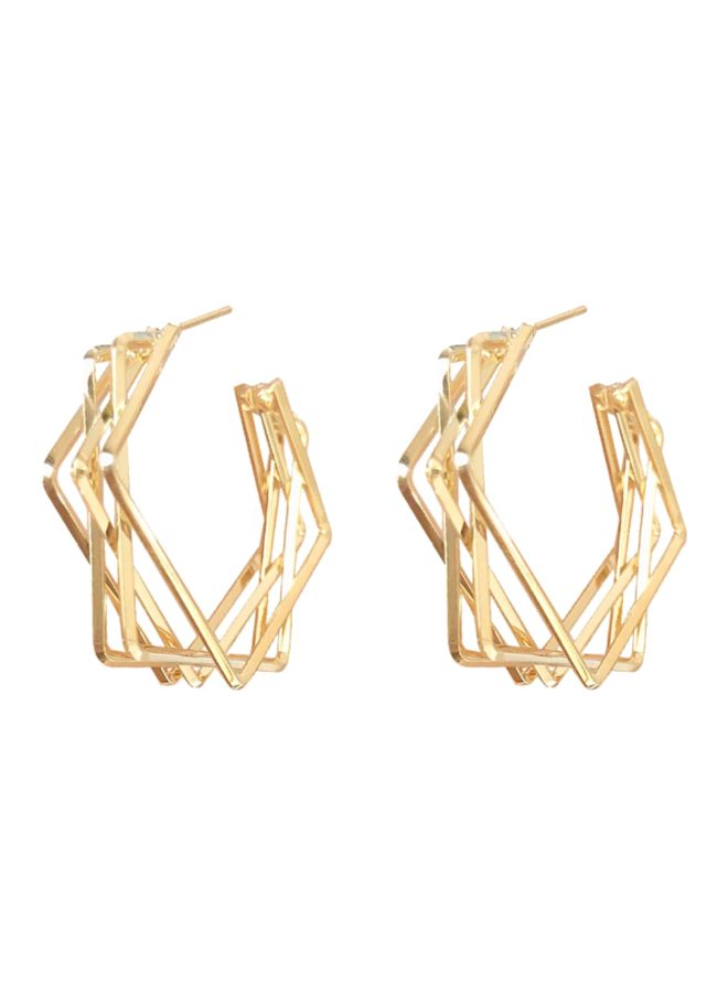 J&J 925 Silver Needle Six-Pointed Star Irregular Square Multilayer Earrings  - Image 1