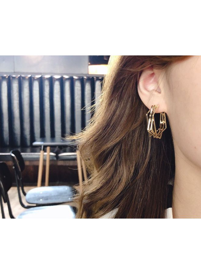 J&J 925 Silver Needle Six-Pointed Star Irregular Square Multilayer Earrings  - Image 5