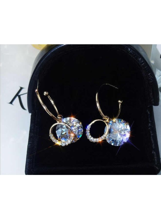J&J - 925 Silver Zircon Fashion Diamond Studded C-Shaped Earrings - Image 1