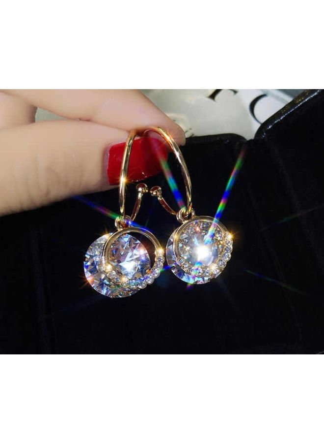 J&J - 925 Silver Zircon Fashion Diamond Studded C-Shaped Earrings - Image 1