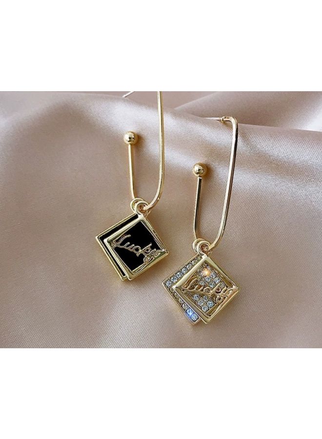 J&J - 925 Silver Needle Asymmetrical Rhombus Earrings - Image 1