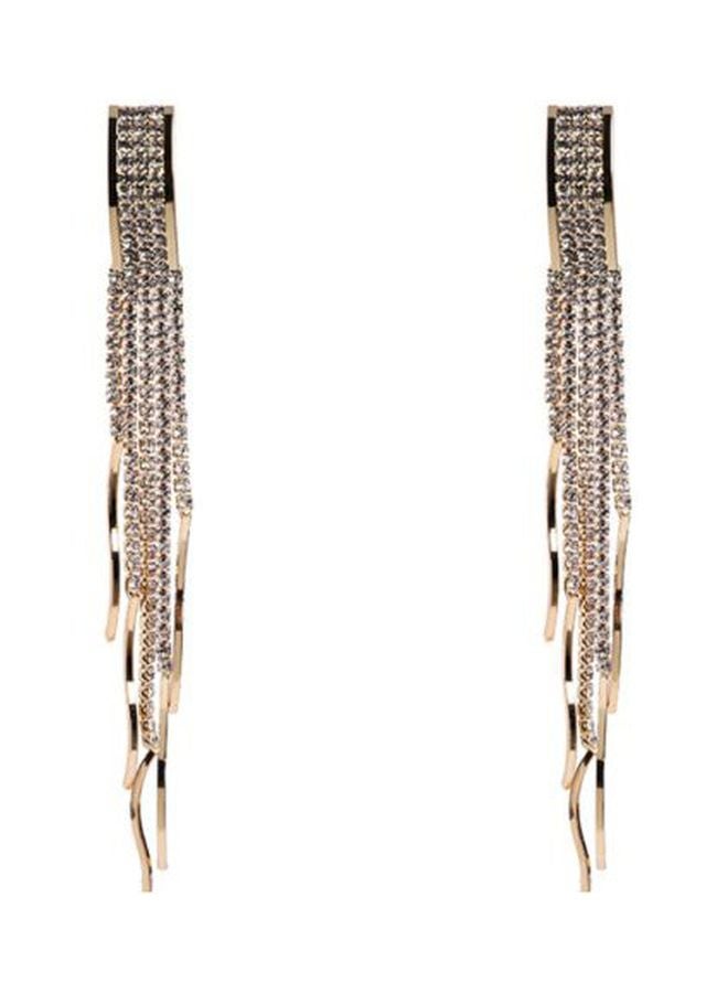 جونسون آند جونسون أقراط من الفضة الإسترليني عيار 925 مرصعة بحجر الراين ومزينة بأشكال الشرابة - Image 1