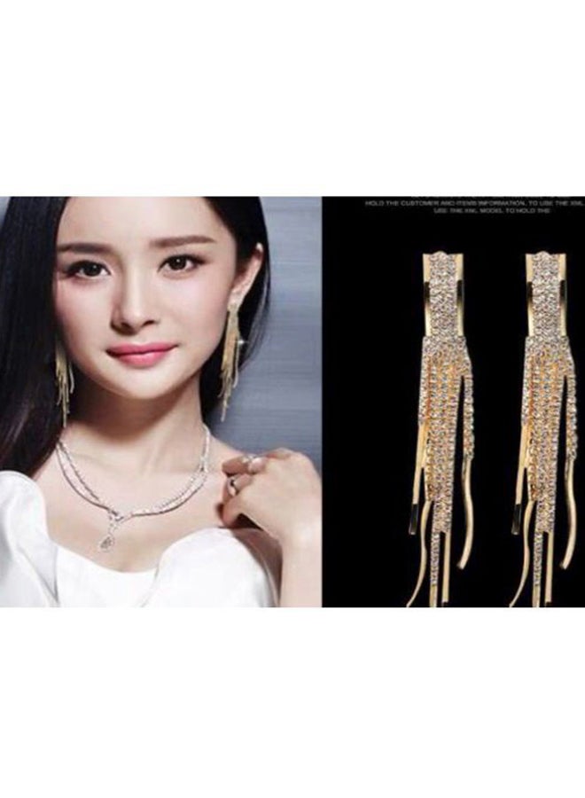 جونسون آند جونسون أقراط من الفضة الإسترليني عيار 925 مرصعة بحجر الراين ومزينة بأشكال الشرابة - Image 2