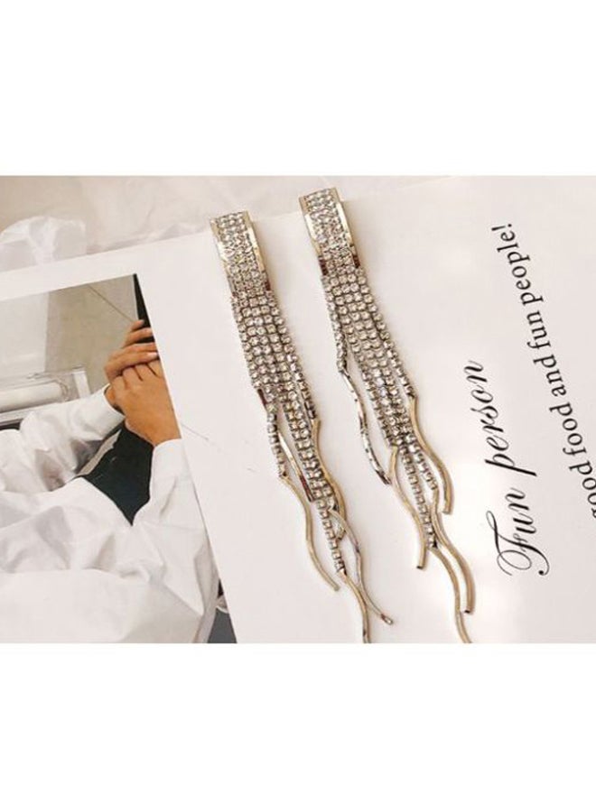 جونسون آند جونسون أقراط من الفضة الإسترليني عيار 925 مرصعة بحجر الراين ومزينة بأشكال الشرابة - Image 3