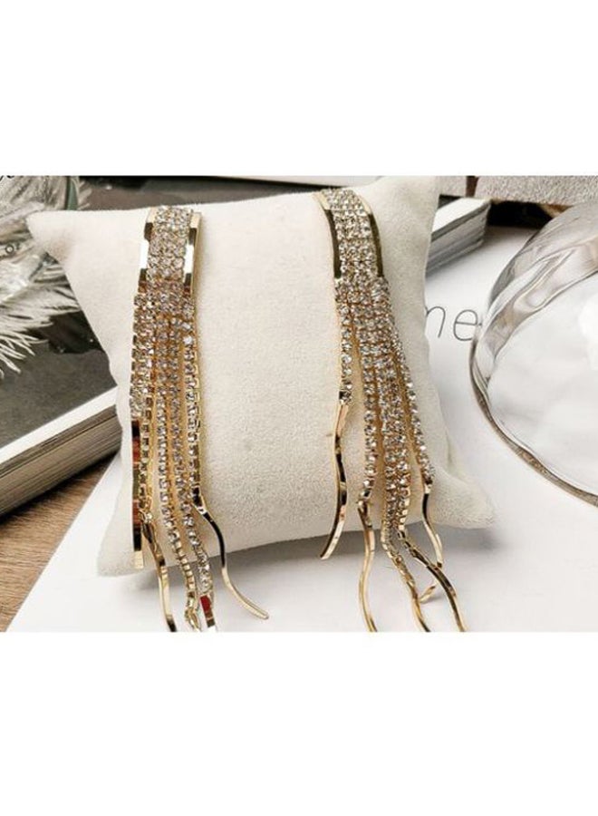 جونسون آند جونسون أقراط من الفضة الإسترليني عيار 925 مرصعة بحجر الراين ومزينة بأشكال الشرابة - Image 4