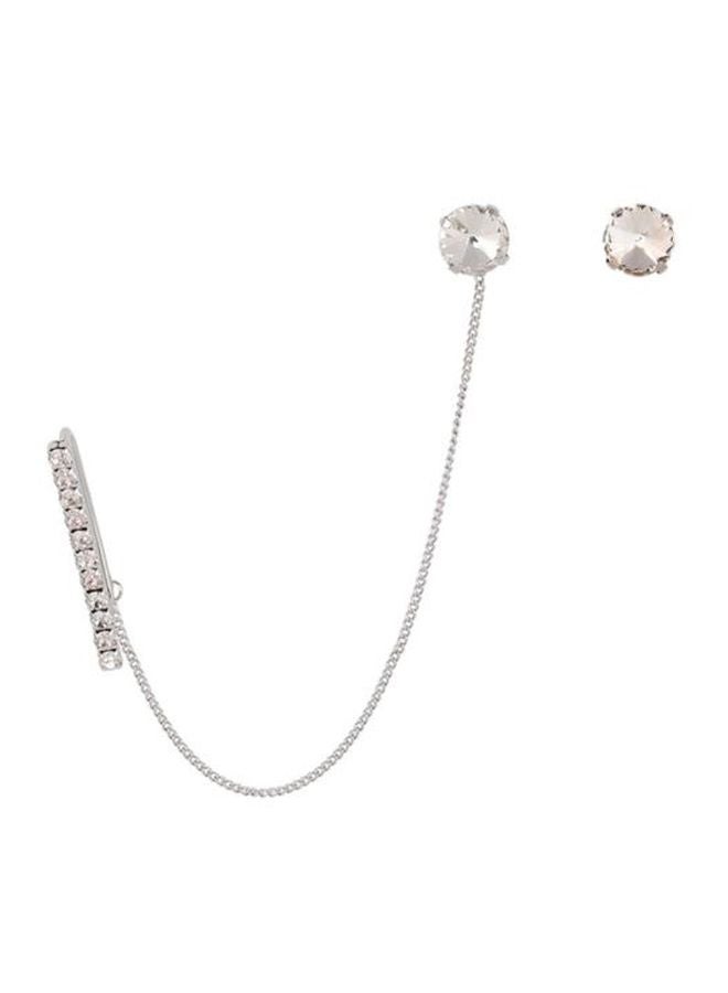 J&J - Stone Studded Chain Earrings - Image 1