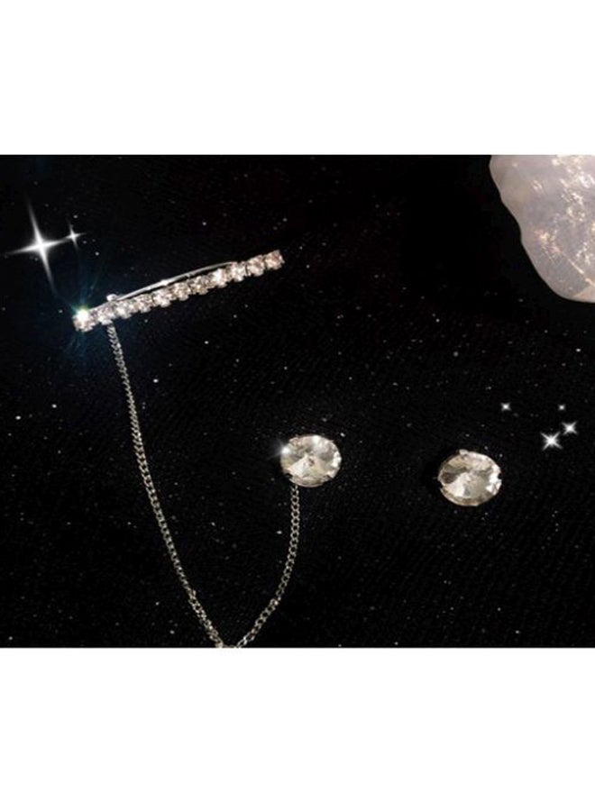 J&J - Stone Studded Chain Earrings - Image 1