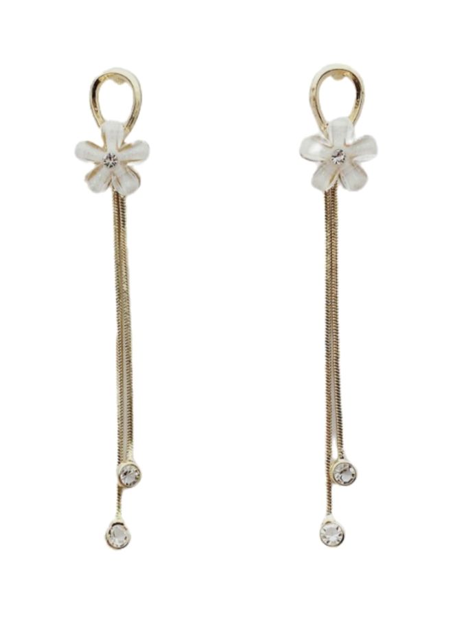 جونسون آند جونسون أقراط متدلية مرصعة بالأحجار بتصميم فرنسي على شكل زهرة - Image 1