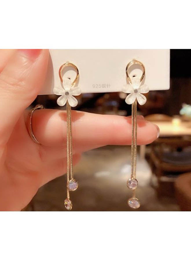 جونسون آند جونسون أقراط متدلية مرصعة بالأحجار بتصميم فرنسي على شكل زهرة - Image 2