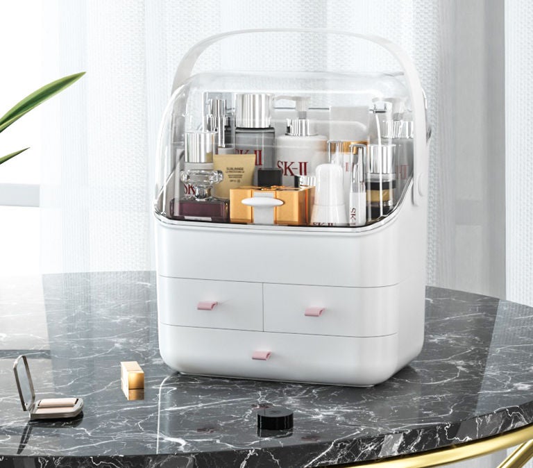 Beauenty Makeup Organizer Box White/Clear/Pink - Image 4