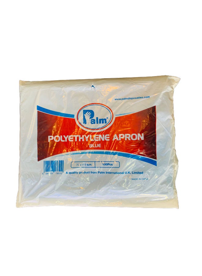 Palm 100-Piece Polyethylene Sleeveless Waterproof Disposable Apron Blue 70x150centimeter - Image 3