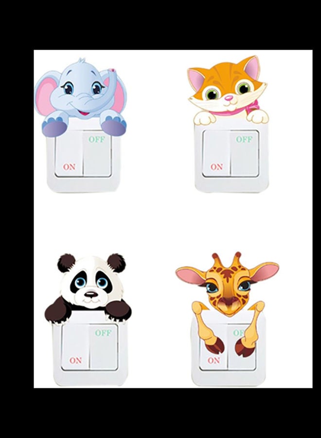 ميغو مجموعة ملصقات للمفاتيح الكهربائية قابلة للفصل بتصميم رسومات كرتونية ثلاثية الأبعاد من 4 قطع متعدد الألوان 10سم