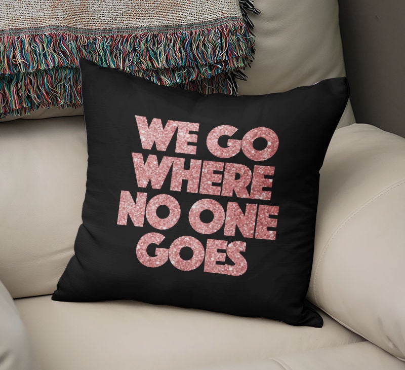 Generic - We Go Where No One Goes Printed Decorative Pillow Black/Red/White 16x16inch - Image 1