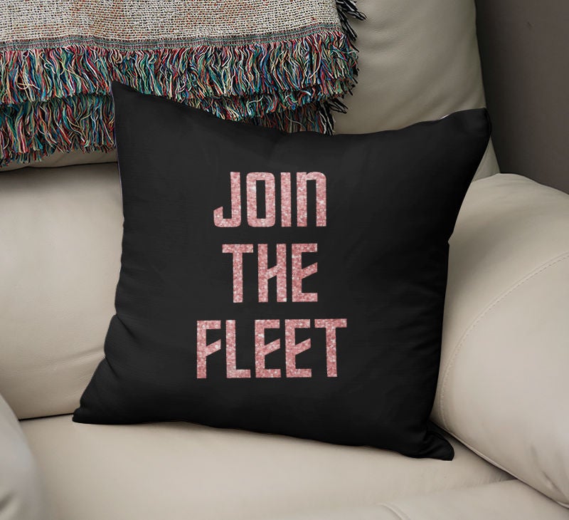 Join The Fleet Quote Printed Pillow Black/Pink 16x16inch - Image 2