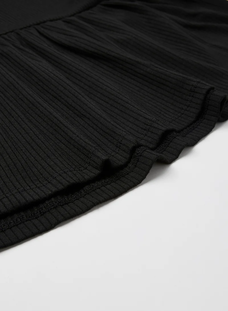 NAME IT Pleated Long Sleeve Midi Dress Black