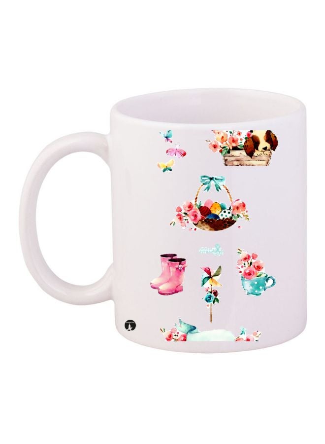 Printed Coffee Mug White/Pink/Blue
